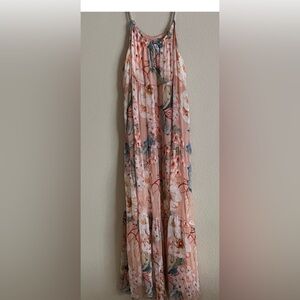 Elena Baldi Made in Italy ❤️Floral Pink Maxi Sundress with Spaghetti Straps